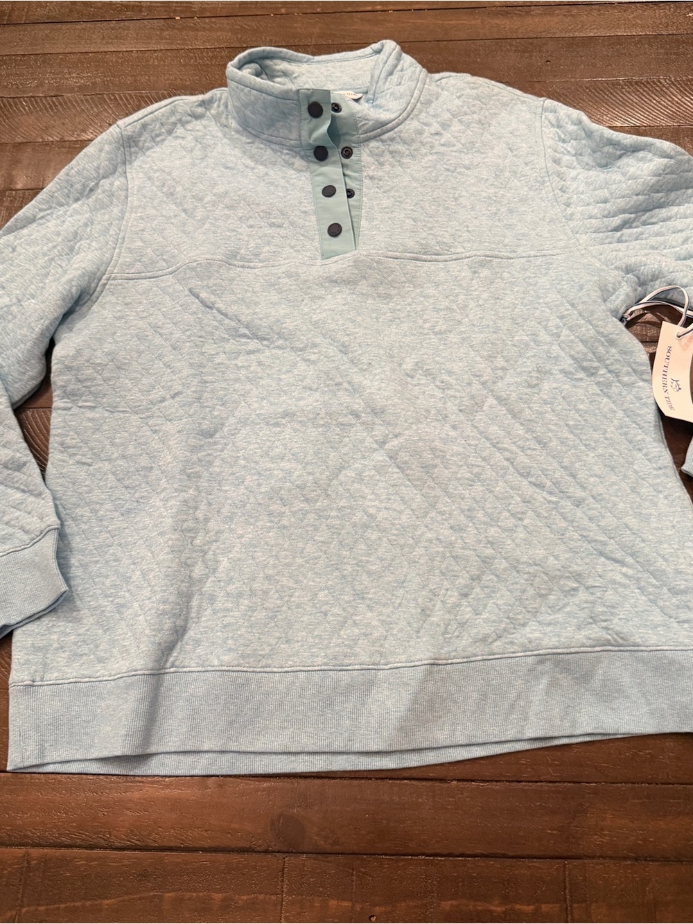 Southern Tide Quilted Snap Placket Pullover - Light Blue